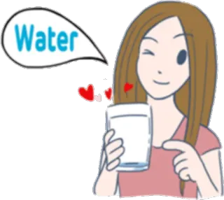 🍸 Water água, bebida, desenho animado, menina, amor, saúde telegram sticker