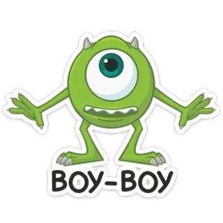 🖐 Mike Wazowski Monsters, Inc. BOY-BOY cartoon, monster, funny, character, disney, pixar, green telegram sticker