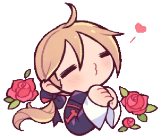 😘 치비, 귀여운, 장미, 하트, 금발 머리, 애니메이션, 카와이 telegram sticker