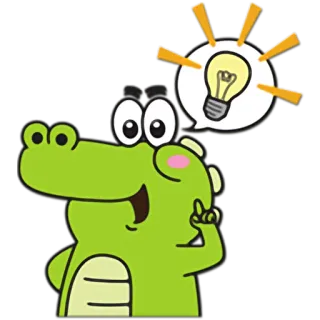 💡 cartoon, crocodile, lightbulb, idea, animal, green telegram sticker