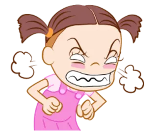 😤 Dibujo animado, Enfadado/a, Molesto/a, Chica, Personaje, Ilustración telegram sticker