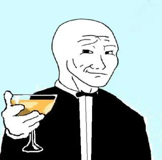 😉 meme, wojak, sophisticated, tuxedo, drink, elegant telegram sticker