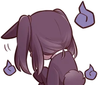 😨 Anime, Hase, Mädchen, Lila, Feuer, Kopf gesenkt telegram sticker