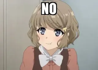 🤍 NO Anime, Garota, Não, Expressão, Bonito whatsapp sticker