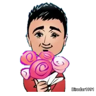 💐 Birodar1991 Cartoon, Blumen, Porträt, Männlich, Person, Sticker telegram sticker
