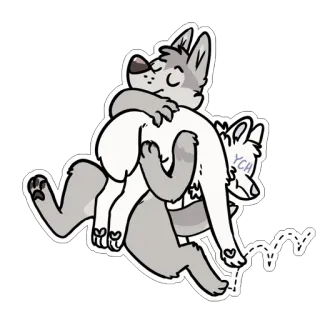 ⏫ YCH wolf, hond, knuffel, sticker, dier, cartoon telegram sticker