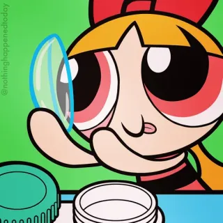 😄 Blossom The Powerpuff Girls Cartoon, Mädchen, Powerpuff, Kontaktlinsen, Auge whatsapp sticker