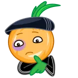 🤔 oignon, emoji, autocollant, légume, béret, bleu whatsapp sticker