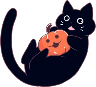 😺 gato, gatinho, abóbora, halloween, fofo, outono, outono telegram sticker