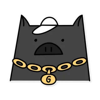 👨 животное, свинья, золото, цепь, кепка, мультфильм telegram sticker