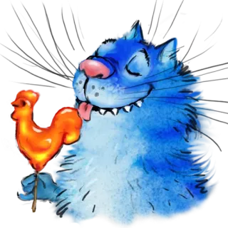 😋 cat, lollipop, animal, cute, blue cat, candy, art, whimsical telegram sticker