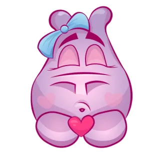 😘 Emoji, Kartun, Lucu, Hati, Cinta, Karakter, Ungu whatsapp sticker