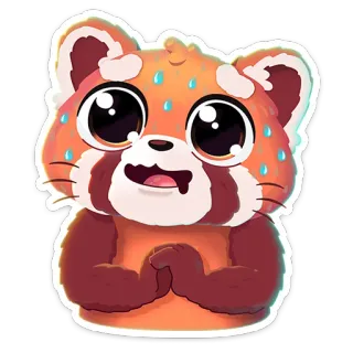 🙏 panda rojo, mono, kawaii, sticker, dibujos animados, animal, sudando telegram sticker