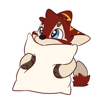 😶 zorro, almohada, lindo, animal, dibujos animados, pegatina telegram sticker