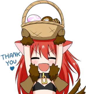 😚 THANK YOU chica anime, gracias, lindo, cesta, comida, alegre telegram sticker