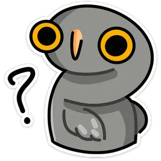🦉 ? chim, câu hỏi, bối rối, động vật, hoạt hình, nhãn dán telegram sticker