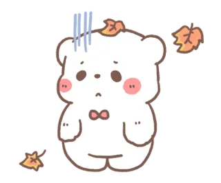 💬 Desenho animado, Urso, Triste, Outono, Folhas, Kawaii, Fofo telegram sticker