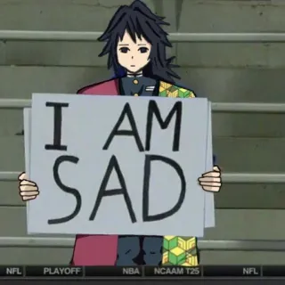 🧬 Giyu Tomioka Demon Slayer I AM SAD Anime, Triste, Manga, Personnage, Giyu Tomioka telegram sticker