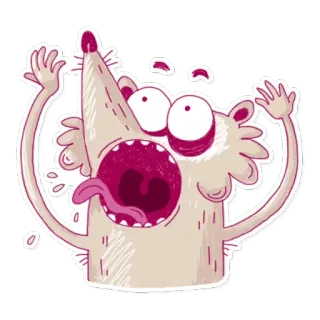 😜 การ์ตูน, สัตว์, ตกใจ, ตลก, สติกเกอร์ telegram sticker