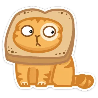 😧 gato, pão, torrada, animal, adesivo, desenho animado telegram sticker