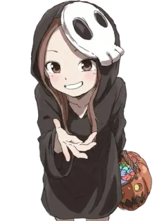 😈 Anime, Dessin animé, Halloween, Costume, Mignon, Fille, Sweat à capuche, Citrouille whatsapp sticker