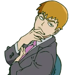 🤔 Arataka Reigen Mob Psycho 100 Anime, Charakter, Anzug, Denken, Mob Psycho 100 whatsapp sticker
