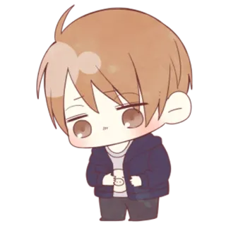 🙁 Аниме, Чиби, Милый, Парень, Персонаж, Наклейка telegram sticker