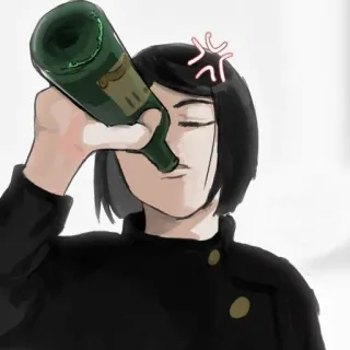 🍾 picie, alkohol, anime, butelka, portret, kreskówka whatsapp sticker