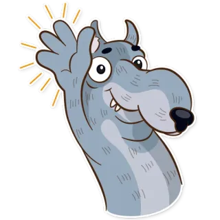 👋 lobo, desenho animado, animal, adesivo telegram sticker
