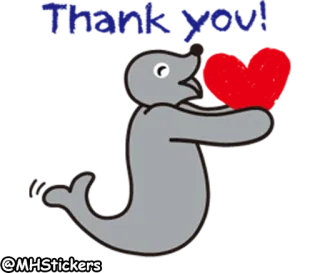 🙏 @MHStickers アザラシ, ハート, 動物, 漫画 telegram sticker