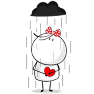 ☁ smutny, deszcz, serce, kokarda, słodki, chmura telegram sticker