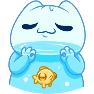 👌 고양이, 물고기, 귀여운, 스티커, 동물, 만화, 이모티콘, 카와이 telegram sticker