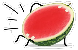 😄 arbuz, owoc, jedzenie, naklejka, kreskówka, ilustracja, deser whatsapp sticker