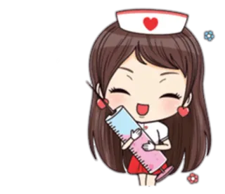 💉 enfermeira, desenho animado, seringa, saúde, médico, fofo telegram sticker