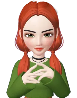 😐 zepeto, avatar, cabelo ruivo, feminino, desenho animado, arte digital telegram sticker