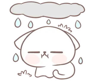 ⭐ 可爱, 伤心, 动物, 小狗, 雨 whatsapp sticker