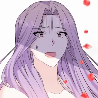 ✨ femme, cheveux violets, inquiète, style animé, féminin, mignon, dessin animé, visage telegram sticker