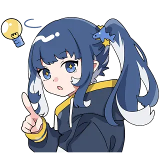 💡 アニメ, 女の子, 漫画, 可愛い, アイデア, 電球, 指差し telegram sticker