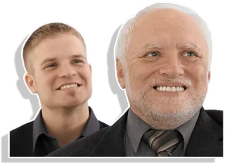 🙂 Hide the Pain Harold мем, интернет, сток фото, выражение, лицо, мужчина telegram sticker