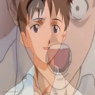 😱 Shinji Ikari Neon Genesis Evangelion anime, impactado, personaje, Evangelion telegram sticker