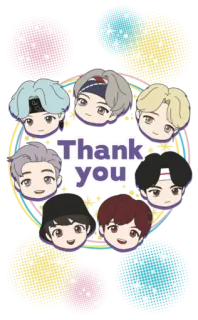 🥳 Thank you thank you, cute, kpop, group, greeting telegram sticker