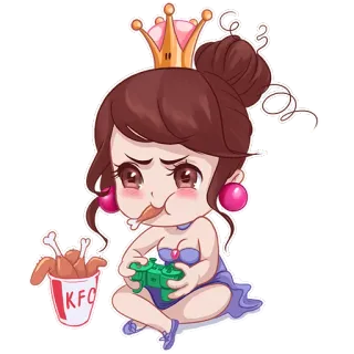 🎮 KFC KFC, курица, корона, геймпад, милый, мультфильм telegram sticker