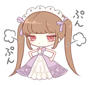 😤 动漫, 生气, 女仆, Q版, 可爱, 卡通, 女孩 telegram sticker