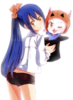😊 Wendy Marvell Fairy Tail Anime, Fairy Tail, Wendy Marvell, Katze, Süß, Halloween telegram sticker