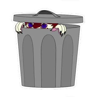 🚽 мусорное ведро, животное, мультфильм, прячется telegram sticker