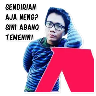 😎 SENDIRIAN AJA NENG?
SINI ABANG TEMENIN! homem, óculos, sentado, seta, indonésio, meme telegram sticker