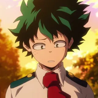 🥦 Izuku Midoriya My Hero Academia anime, boy, green hair, school uniform, student, manga telegram sticker