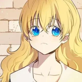 😕 Anime, Mädchen, blond, blaue Augen, süß whatsapp sticker