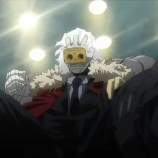 👿 Overhaul My Hero Academia アニメ, 悪役, 座り, オーバーホール, スーツ telegram sticker