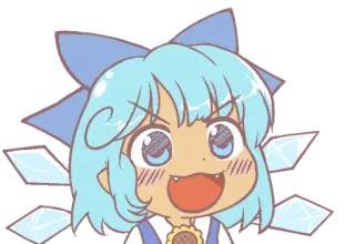 😍 Cirno Touhou Project Anime, Ragazza, Cartone animato, Ghiaccio, Carino whatsapp sticker